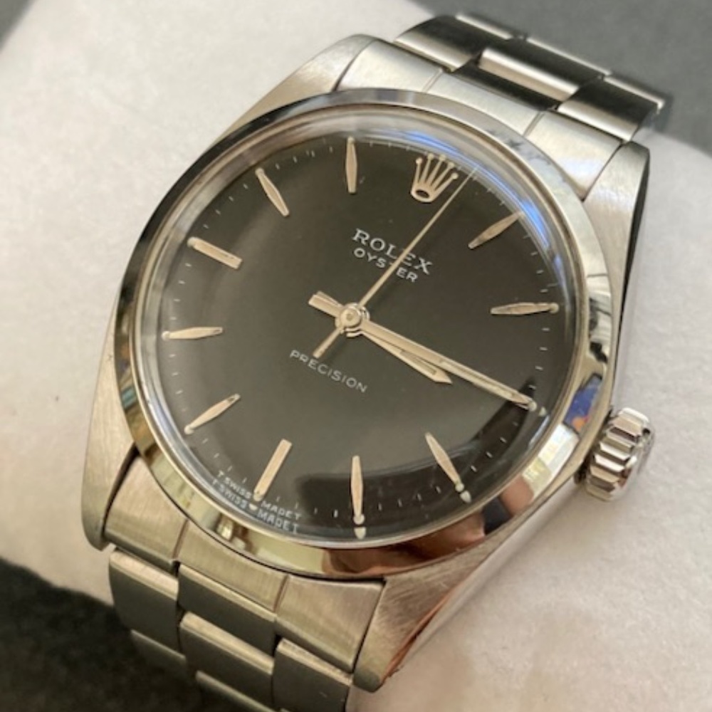 Rolex Oyster Precision Watch Stainless Steel Black Dial 34mm